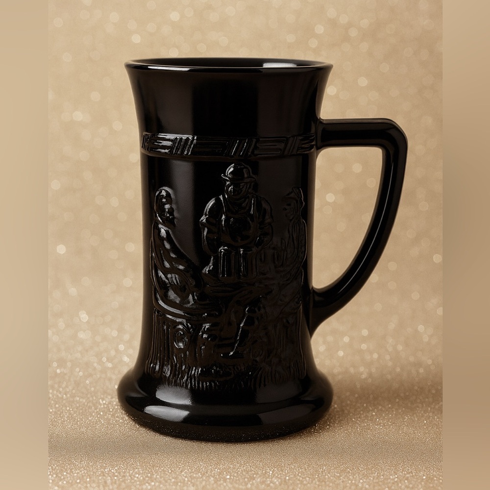 Vintage Black Indiana Glass Tiara Exclusive Embossed Stein collectible Mug